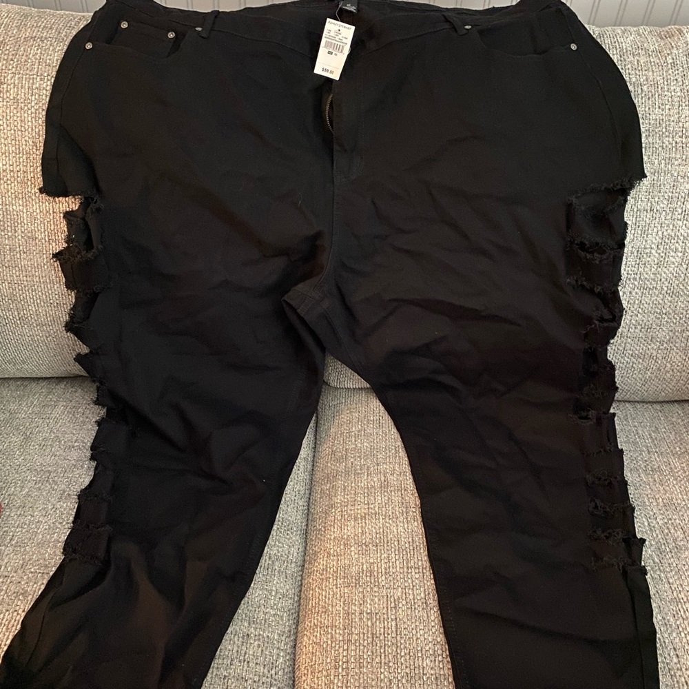 Black plus size distressed jeans
